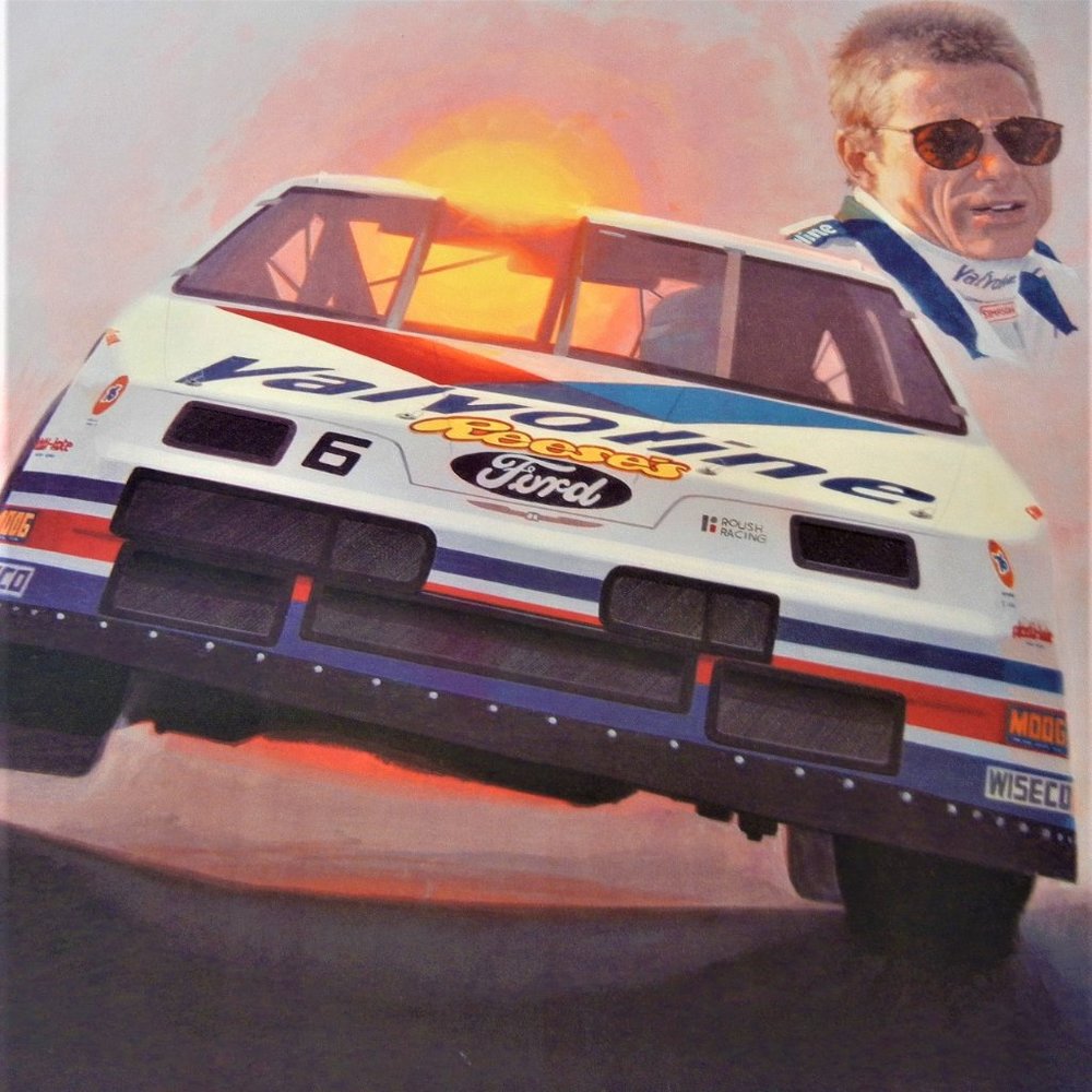 VERY Rare 1994 NASCAR Mark Martin Valvoline Signed Print / Bob Rector LTD 77/500